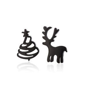 🍏50% OFF/3+...Reindeer and Christmas Tree Stud Earrings (Black color)